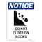 Signmission Safety Sign, OSHA Notice, 14" Height, Aluminum, Do Not Climb On Rocks Sign With Symbol, Portrait OS-NS-A-1014-V-11106 - alternate 1